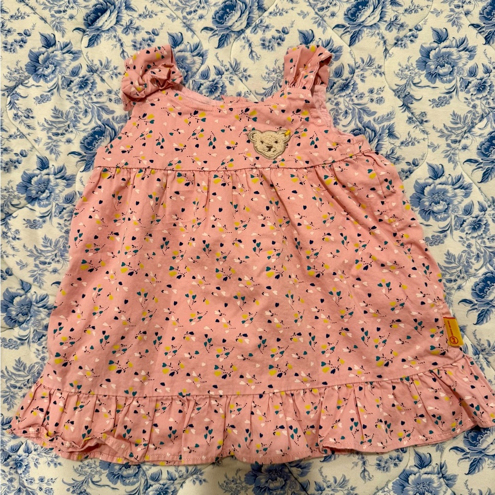 Pink Floral Kids Dress Steiff